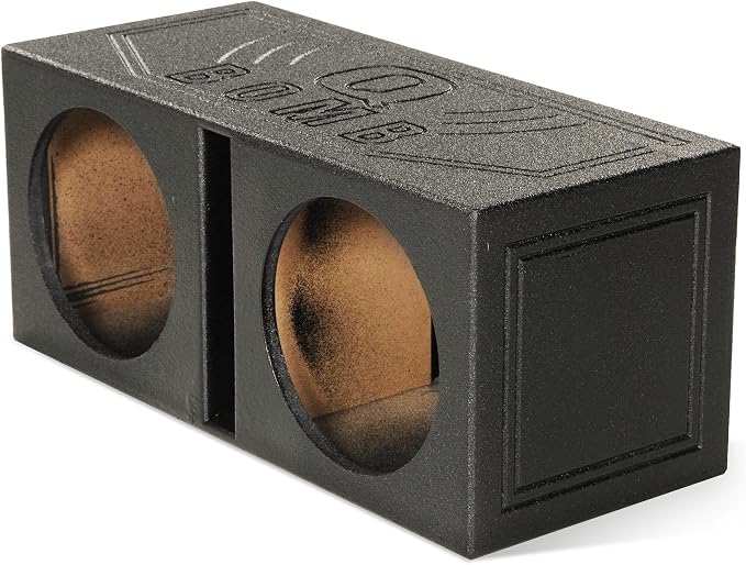 QPower 12 Inch Dual Subwoofer Box, High-Performance Vented Speaker Enclosure, Black - Car Audio and Sound System Accessories - Portable Equipment for Subwoofers