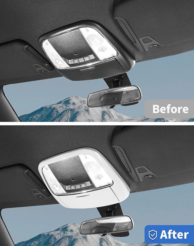 Roof Reading Light Cover Trim Fit for 2011 + Dodge Charger/Durango/Chrysler 300 Interior Accessories White Reading Lamp Decals Cover Trim Sticker Kit