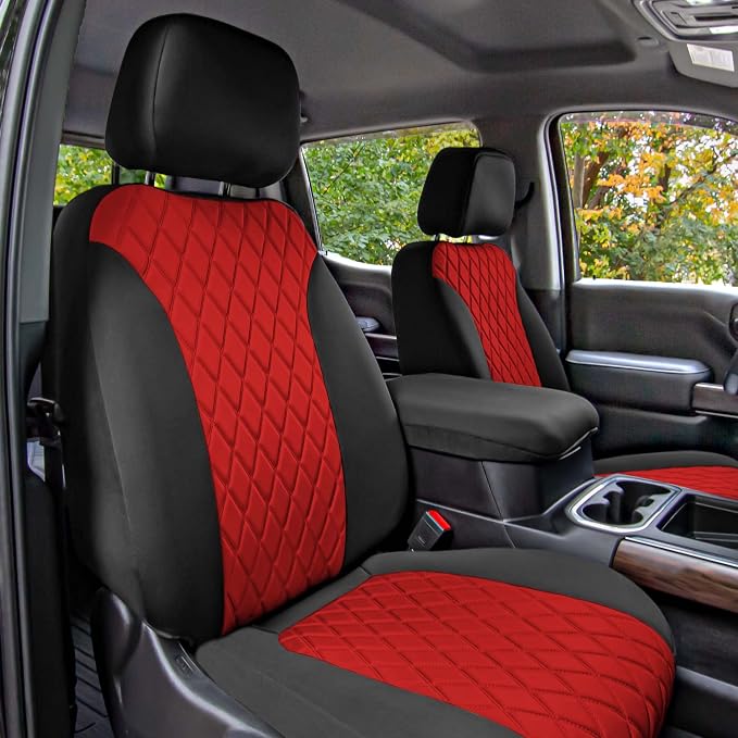 FH Group Custom Fit Car Seat Covers Specifically Made for 2019-2023 GMC Sierra 1500 2500HD 3500HD SLT AT4 Denali - Ultraflex Neoprene Water Resistant Automotive Seat Covers - Front Set Red