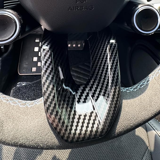 Car Steering Wheel Lower Trim Cover,Steering Wheel Trim Control Button Cover Compatible with Hyundai Ioniq 5 N Accessories (Carbon Fiber Style)