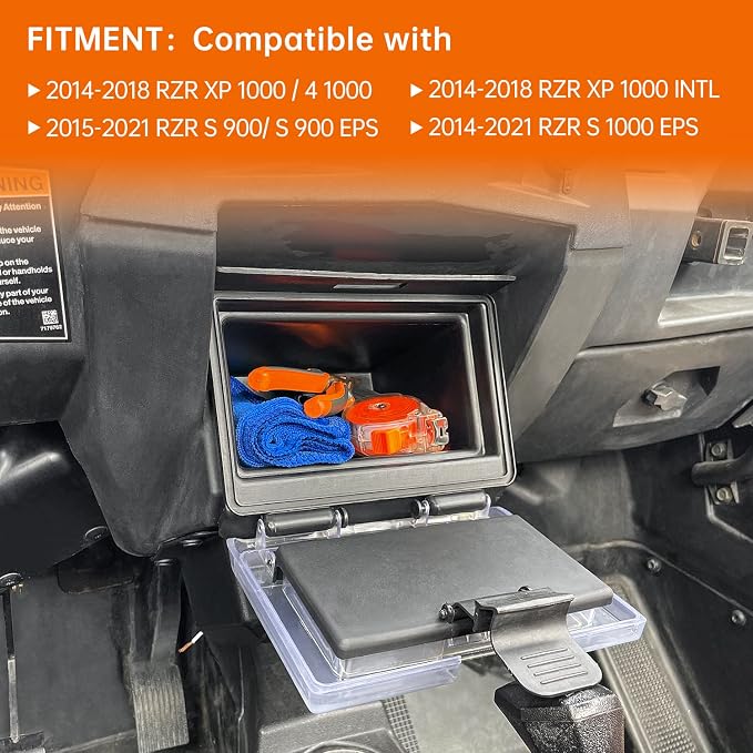 RZR Center Console Dash Storage Box with Seal Compatible with Polaris RZR XP 4 1000 S 900 2014-2018 Accessories ABS Center Console Compartment Storage Dry Box Organizer Tray