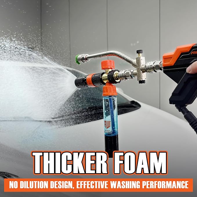 RIDGE WASHER Mini Foam Cannon Gun with Dual Connector, No Dilution Required, Pressure Washer Gun for Foam Blaster, 1/4" Quick Connect, 4000 PSI, 100 ML