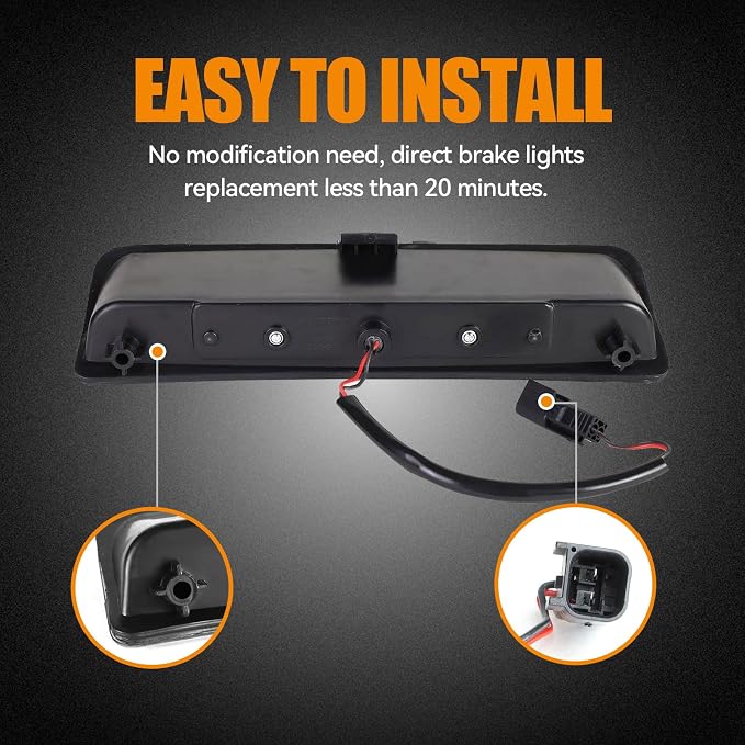 Third 3rd Brake Light LED for 2011-2015 Ford Explorer, High Mount Rear Brake Lights Assembly for 11-15 Explorer, Waterproof Center Cab Lamp Stop Light