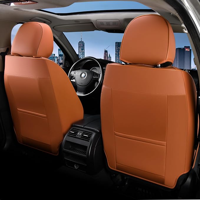 FLORICH Seat Cover for Cars, Front&Rear Seat Covers, Waterproof Automotive Car Seat Covers, Brown Car Seat Cushion Accessories for Most Car Interior Covers Sedan Truck SUV(Brown&Black, Full Set)