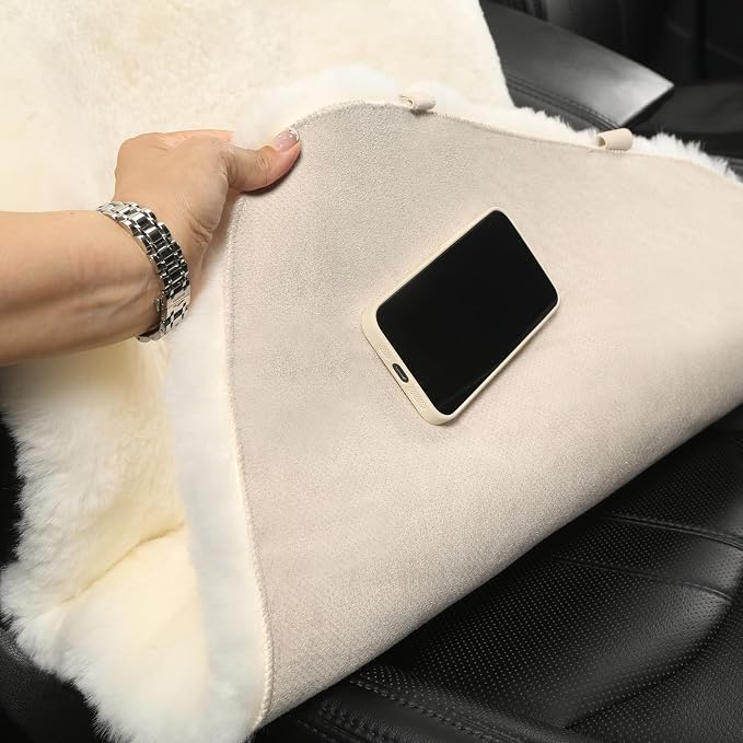 Natural Fur Sheepskin Universal car seat Covers for seat Cushion Auto Accessories, (High Grade Grey, Universal Fit)