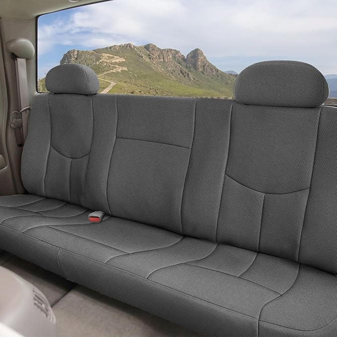 SAPUBK Rear Beach Seat Covers Replace for 1999-2006 Chevy Silverado 1500 and GMC Sierra 1500 Bench Seat, Knitted Fabric Composite Soft Foam Lining Airmesh Breathable Seat Cover