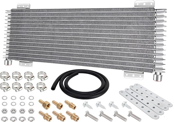 40k Transmission Oil Cooler LPD47391, Heavy Duty 40,000 GVW Max, Low Pressure Drop, Compatible with Tru-Cool,Includes Mounting Hardware-Ideal for Heavy Vehicles,40,000 GVW transmission cooler (Silver)