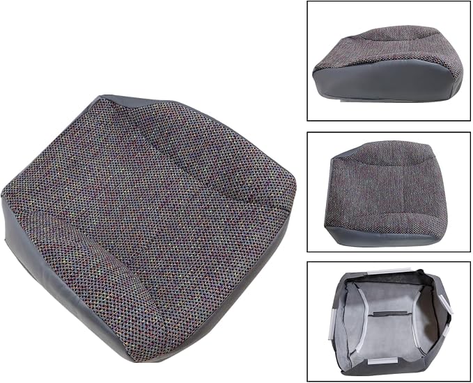 FZJDSD 4PCS Mist Gray Driver & Passenger Side Bottom and Top Lean Back Replacement Cloth Seat Covers Compatible with Dodge Ram 1500 2500 3500 1998 1999 2000 2001 2002