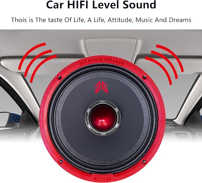 MX65E1 Midrange Loudspeaker 6.5" Red Bullet, 400W Max, 6 Ohms, Premium Quality Audio Door Speakers for Car or Truck Stereo Sound System, Red (2 Speaker)