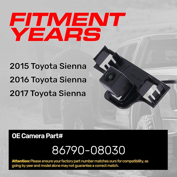 Master Tailgaters Replacement for Toyota Sienna (2015-2017) Backup Camera OE Part # 86790-08030