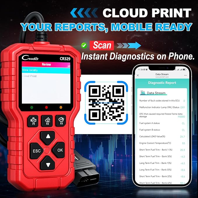 LAUNCH CR329 OBD2 Scanner Diagnostic Tool, Universal Car Check Engine Light Code Reader Read Clear Error Codes, OBDII Auto Scan Tool Live Data Battery Test Engine Analyzer for 1996-2026 All Vehicles
