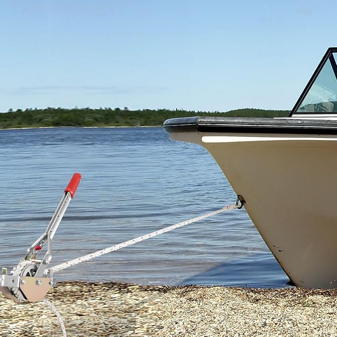 VEVOR Rope Puller, 3/4 Ton (1,653 lbs) Pulling Capacity, with 100' of 0.6" dia. Rope, 2 Hook, Come Along Winch, Heavy Duty Ratchet Power Puller Tool for Moving Boats, Securing Items, Transporting Logs