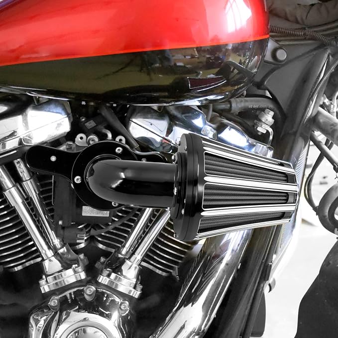 Air Cleaner Filter 90° Forward-Facing Intake Kit CNC Fit for Harley Touring Softail (Black Housing Grey Element, D For M8 Touring 17-23 Trike 17-25 Softail 18-24)
