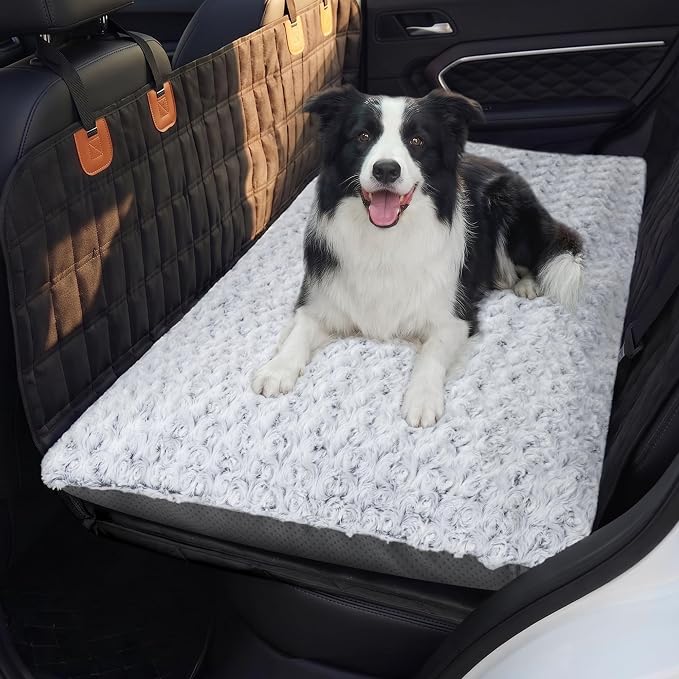 Loiion Dog Car Bed with Removable Washable Cover, 48x24.5in | Non Slip Travel Dog Bed, Waterproof Dog Bed Car Seat Fits SUVs Sedans Trucks, Machine Washable Cover With Zipper, 3in