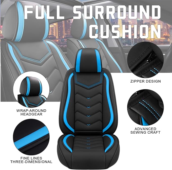 CTDS Car Seat Covers for Chevy Equinox 2005-2026, Stylish Sport Seat Cover, Premium Nappa Leather Car Seat Cover. Automobile Seat Covers Sets.(Standard 5 Seats/Black Blue)