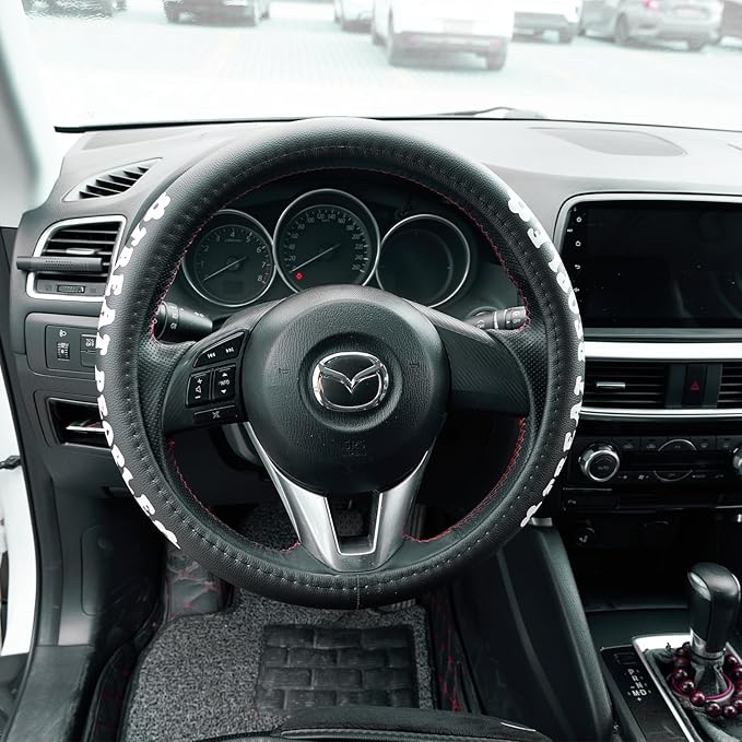 Treat People with Kindness Car Leather Steering Wheel Cover - 15-inch Universal Microfiber- Soft & Breathable & Silicone Anti Slip Auto Steering Wheel Wrap for Women