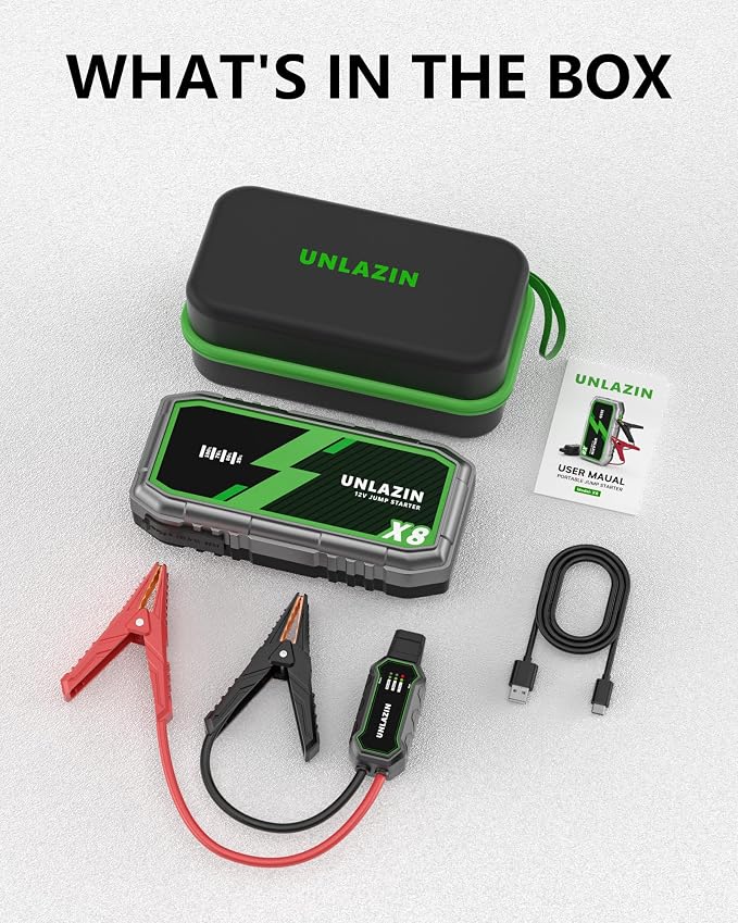 X8 10000A Portable Jump Starter with Force Start, All Gas & Diesel Engines | 12V Car Starter Jump Box & Battery Starter Booster, QC 3.0 Quick Charge, LED Light, Passenger Car, RV, ATV, Motorcycle