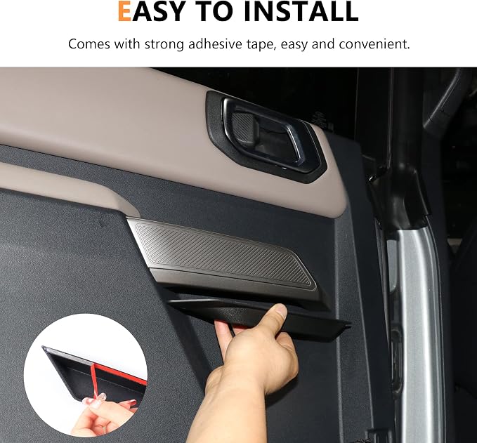 Center Console Shifter Organizer Tray + Front Rear Door Handle Storage Box for 2021 2022 2023 2024 2025 New Ford Bronco 4 Door Interior Accessories 5 Pack Black