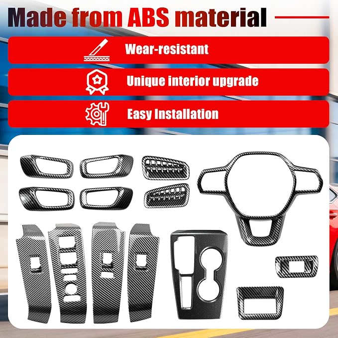 Center Console Moulding Trim for Honda Civic 2022-2026, Steering Wheel Cover Gear Shift Panel Cover (Carbon Fiber Style)
