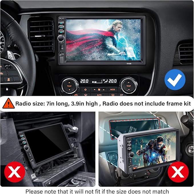 Double Din Car Stereo with Backup Camera Microphone, 7' Touchscreen 2 Din Radio, MP5 Player, Car Audio Receivers Support Mirror Link/Hands Free Call/FM/Steering Wheel Remote/BT/TF/USB/EQ/Aux