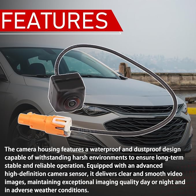 42861580 Car Rear View Backup Camera Compatible with 2023-2024 Chevrolet Chevy Malibu 1.5L 4Cyl Camera Reverse Parking Assist Installation Monitor System Replaces 84543080