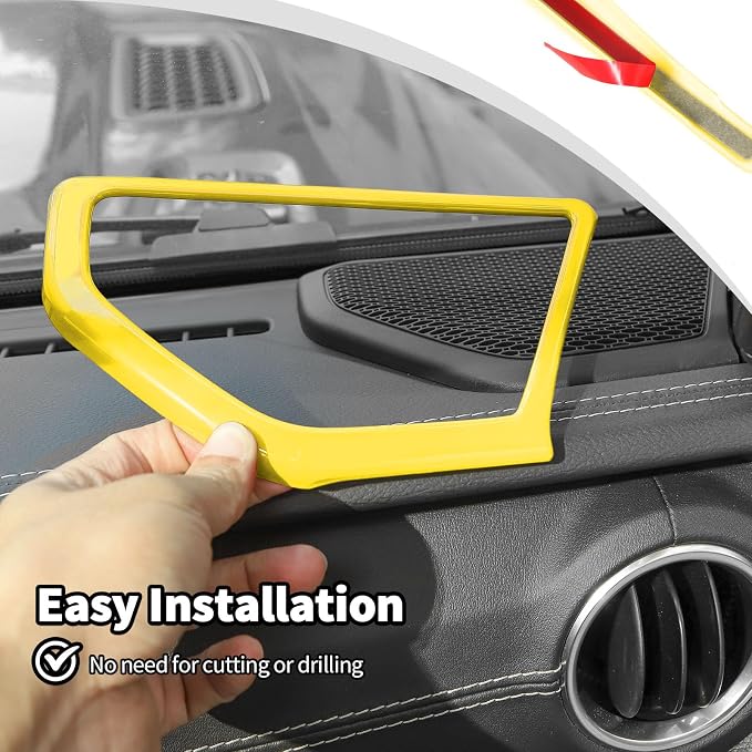 JWWY for Jeep JL Speaker Audio Player Trim Top & A Pillar Cover Trim for 2024-2025 Jeep Wrangler JL JLU & Gladiator JT 4xe Interior Accessories ABS 4PCS Yellow