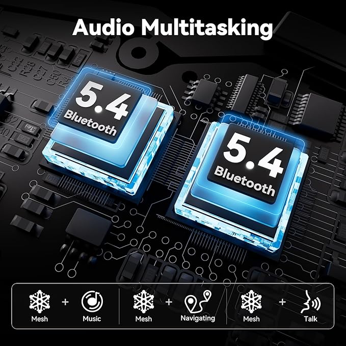 XGP Motorcycle Helmet Bluetooth Headset Intercom Communication Systems, 2 Riders Music Sharing/IP67 Waterproof/Audio Multitasking, Fit for ATV/Snowmobile, 1 Pack