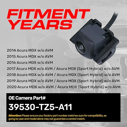 Master Tailgaters Replacement for Acura MDX w/o AVM (2014-2020), MDX Sport Hybrid w/o AVM (2017-2020) OE Part # 39530-TZ5-A11