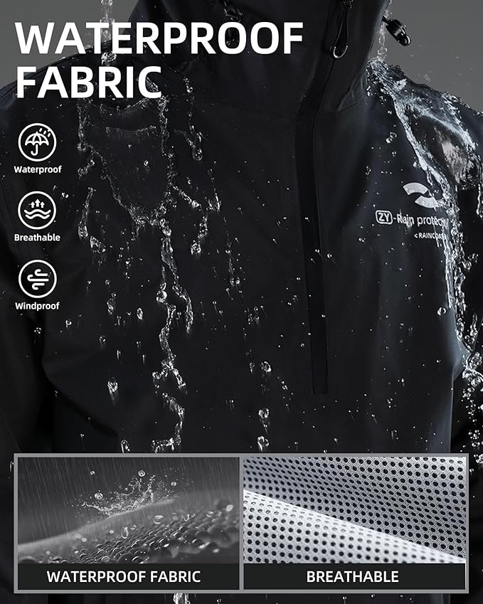Rain Suits for Men Waterproof Lightweight Packable Outdoor Breathable Raincoat with Hood for Fishing Cycling
