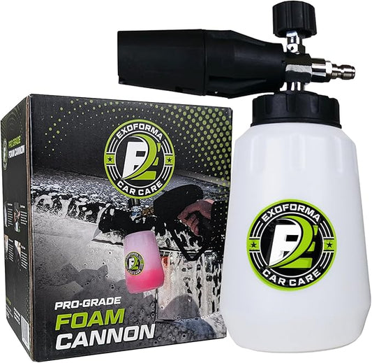 ExoForma Foam Cannon - Heavy Duty Foam Blaster, Adjustable Foam Nozzle, Creates Thick Foam & Suds for Pressure Washer, 1/4" Quick Connector, 1L Bottle