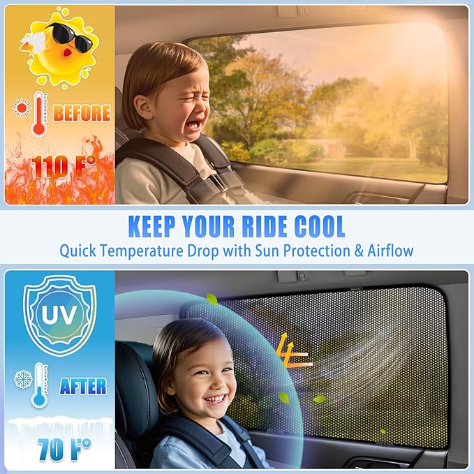 ZATOOTO Car Window Shades for Outback 2014-2021, Outback Sun Shade for Side Windows Breathable Mesh Car Window Screen for Camping, Protecting Your Baby from 99% UV Rays and Heat, Free-Glare