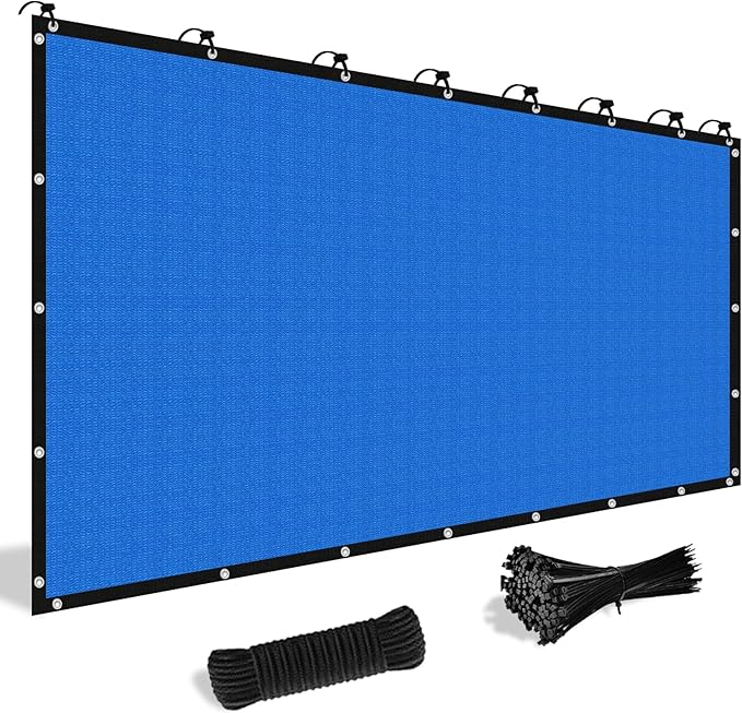 Shade&Beyond Customized Size 13' X 13' Shade Cloth with Grommets, 90% UV Protection UV Protection Mesh Tarp Sun Screens for Patio GN04, Blue