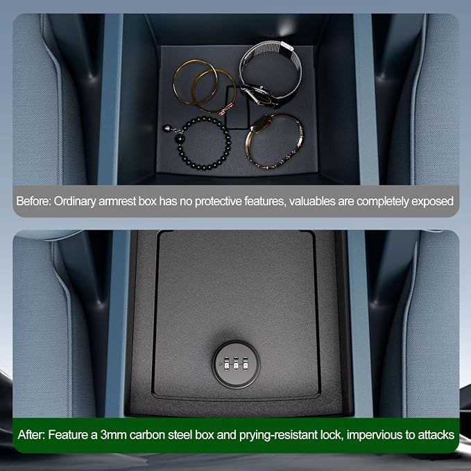 xipoqix Center Console Safe Vault Compatible with 2022-2025 Ford Maverick Armrest Safe Lock Box Replacement for 2022-2025 Ford Maverick Accessories