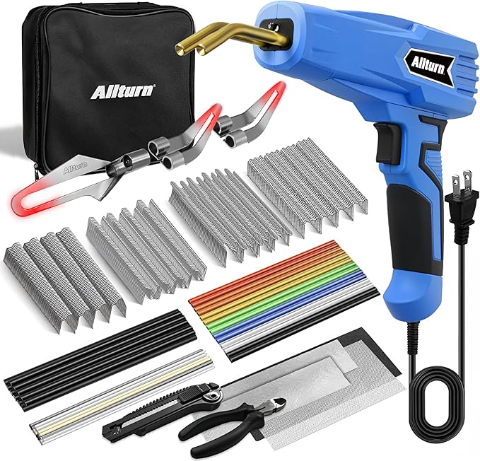 Allturn Plastic Welder, 2 in 1 Plastic Welding Kit, Hot Staples Weld Gun, Car Bumper Repair Kit for Most Plastics, Patent Number D970324(Blue)