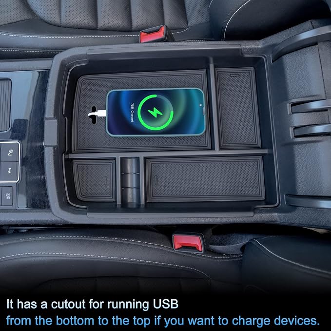 TOPINSTALL New Center Console Tray Compatible with 2018-2023 VW Atlas/Atlas Cross Sport, Armrest Organizer Storage Insert Interior Accessories, Won't Affect The Closing of The Lid (Doesn't Fit 2024)