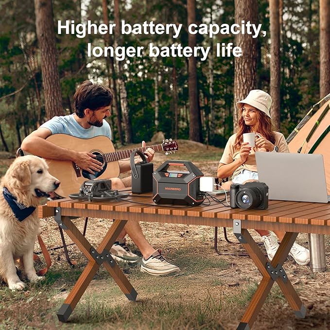 MARBERO 155Wh Solar Generator with 30W Solar Panel Portable Power Station 100W Multi-Output Built-in LED Flashlight & 6.5ft Cable Ultra Lightweight for Camping Emergency Blackout