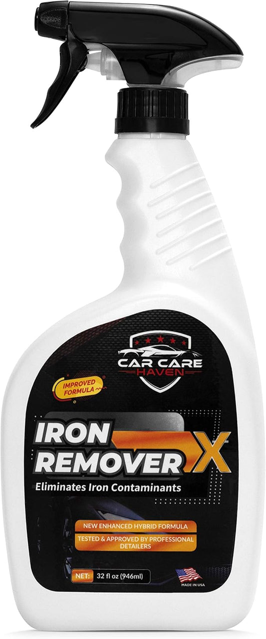 Car Care Iron Remover X, Car Detailing Iron Rust Remover-Wheel, Paint, Ceramic-Cleaner-Car Cleaner Exterior Care Products, Colorless Rim Cleaner, Decal Remover-Use before Clay Bar (32 Fl Oz Spray)