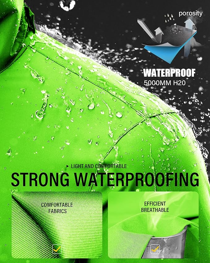 iCreek Rain Suit Waterproof Jacket and Pants Hi Vis Raincoat for Men and Women Reflective Outdoor for All-Sport Work