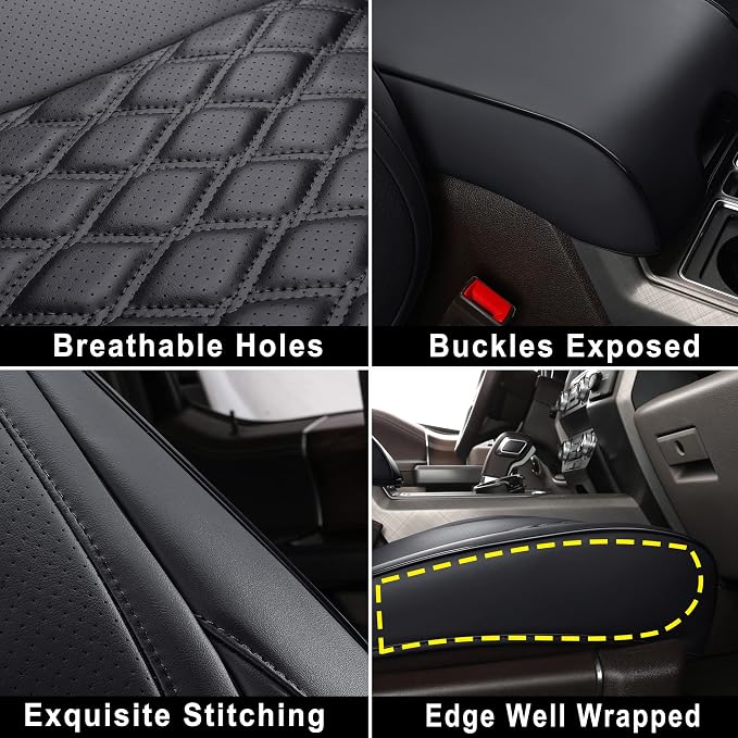 Huidasource Wrangler JL Seat Covers 4 Door, Waterproof Leather Car Seat Covers Full Set, Custom Seat Cushion Protector Fit for Jeep Wrangler JL 4-Door 2018-2025 with Rear Cupholder (Full Set/Black)
