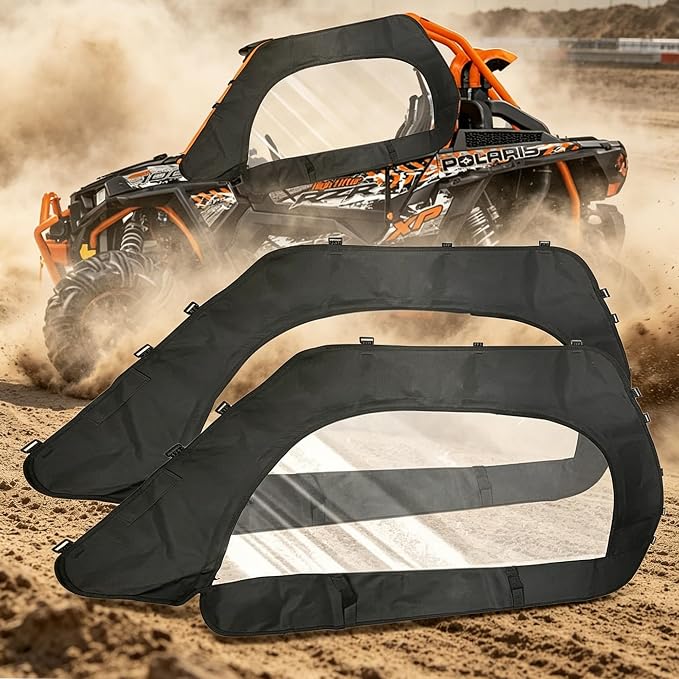 QYMOTO Polaris RZR XP 1000 Doors,2 Layers-Soft Canvas Upper Door Windows Fit RZR XP 1000 / XP Turbo 2014-2025 Cab Enclosure with Strong Zipper Open Window, Stop Cold, Rain,Dust and Debris Outdoor
