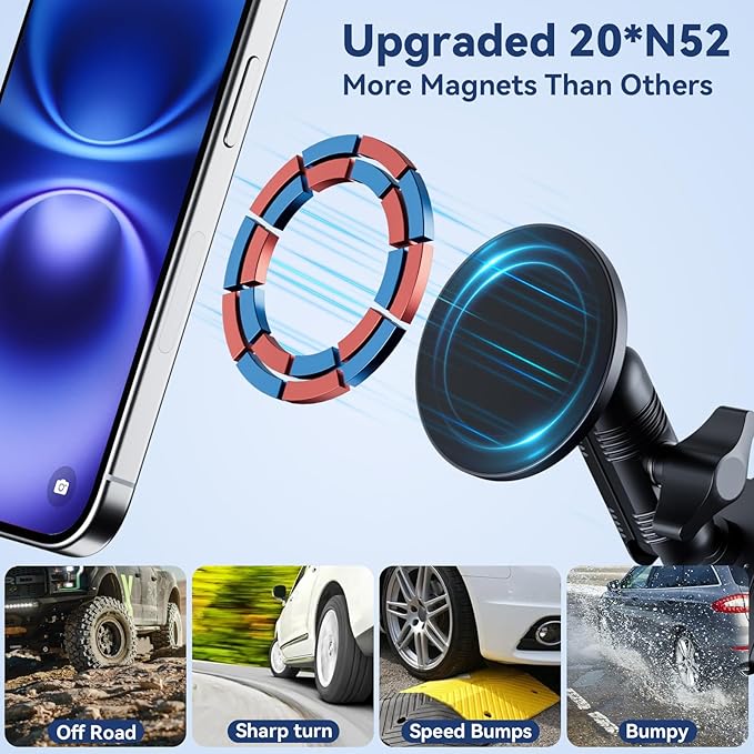 Surfcabin CNC Truck Air Vent Phone Holder, Magnetic Full Metal Phone Mount for F150, Phone Cradles Compatible with Ford F150 2021-2025 & Super Duty F250 F350 F450 2021-2025 and Most Cellphones