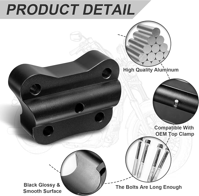 Aluminum 1-1/4" Rise Handlebar Riser Kit For Can Am Spyder RT 2020+ & F3/F3T/F3 Limited All Years | 1" Backward Handle Bar Accessories (C)