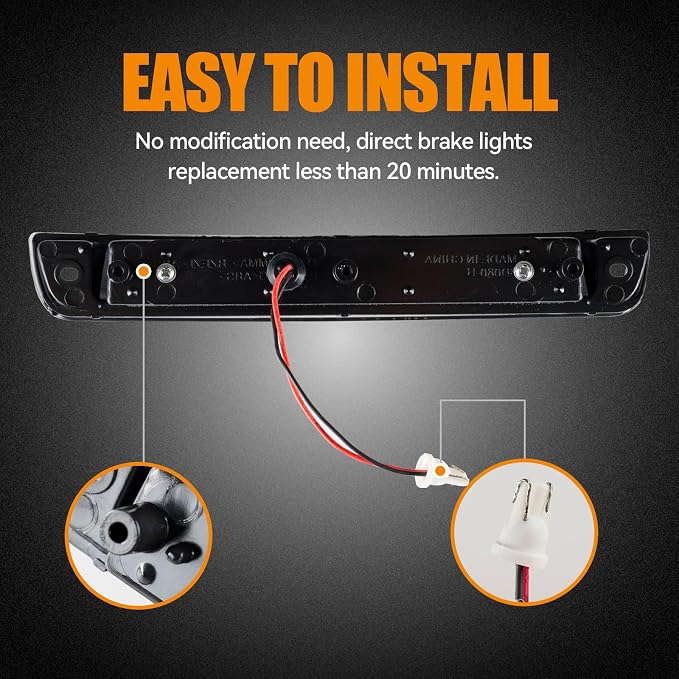 Third 3rd Brake Light LED for 2006-2014 Honda Ridgeline, High Mount Rear Brake Lights Assembly for 06-14 Ridgeline, Waterproof Center Cab Lamp Stop Light (Black)