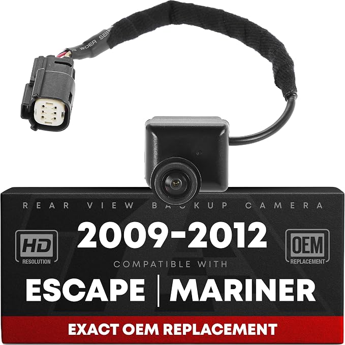 Rear View Backup Camera, Reverse Park Assist - Compatible with 2009-2012 Ford Escape, 2009-2012 Ford Escape Hybrid, 2010-2011 Mercury Mariner, 2010 Mercury Mariner Hybrid - OEM AL8Z19G490A, FO1960105
