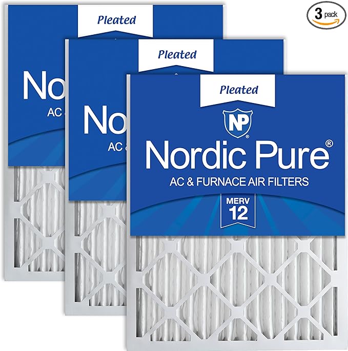 Nordic Pure 14x20x2 (Actual Size: 13 1/2 x 19 1/2 x 1 3/4) Pleated MERV 12 Air Filters 3 Pack