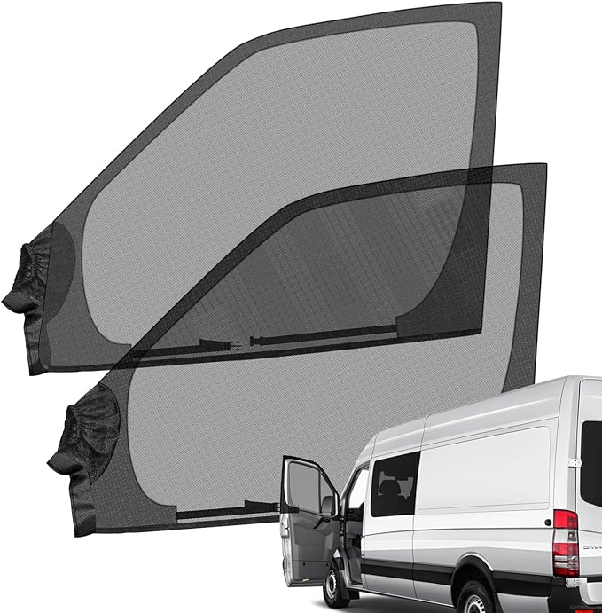 Magnetic Van Window Screens, 47 x 33 inches Front Door Bug Screens (Pair), Universal Size for Transit Van, Promaster, Sprinter and Other Vans & Cars, Keeps Bugs Out Magnetic Bug Mesh, Easy to Install