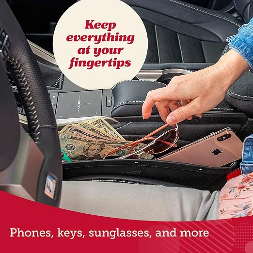 Lusso Gear Car Trash Can - Round - Gray and Car Seat Gap Organizer - Gray