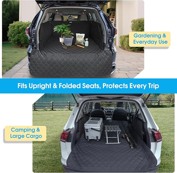 ALLANSING Extra Long SUV Cargo Liner for Dogs - Heavy-Duty 900D Oxford Waterproof Pet Cargo Protector with All-Round Protection & TPU Suction Cups, Fits Full-Size SUVs and Minivans