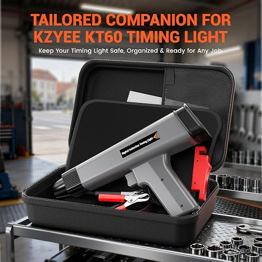 KZYEE Timing Light Protective Case for KT60 / KT80 – EVA Hard Storage Case Designed for Automotive Ignition Timing Lights (13.4" × 8.3" × 4.9")