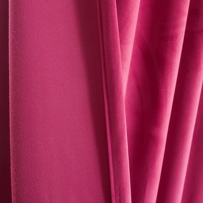 Roslynwood Luxury Soft Berry Velvet Curtains 90 inches Long Back Tab Thermal Insulated Blackout Window Drapes for Living Room/Bedroom/Dining Room, W52 x L90, 2 Panels